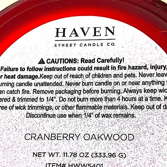 HAVEN STREET CANDLE CRANBERRY OAKWOOD WOOD WICK NEW SOY WAX - Picture 4 of 4